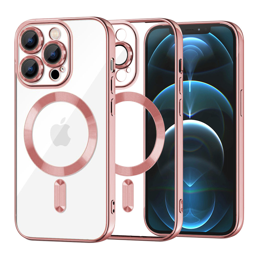 Калъф MagSafe за Apple iPhone 12 Pro Max, Techsuit, Luxury Crystal, Розов