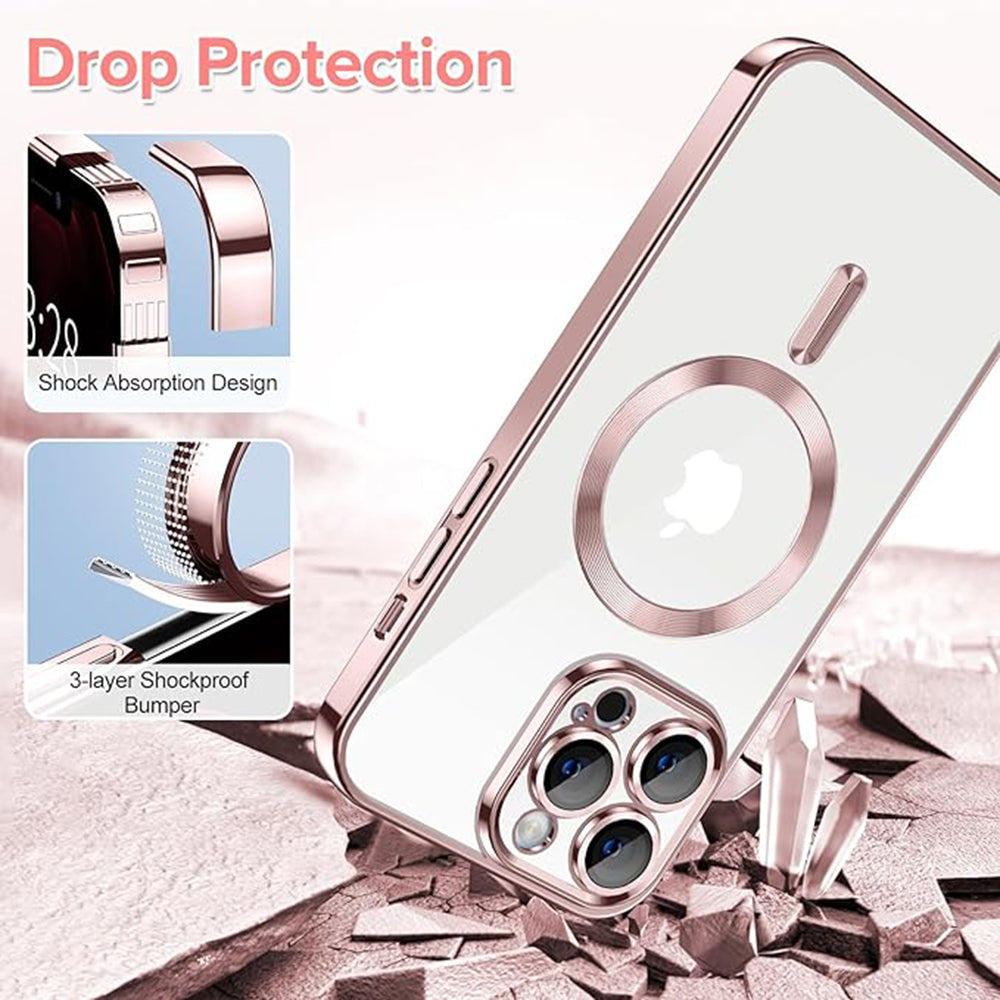 Калъф MagSafe за Apple iPhone 12 Pro Max, Techsuit, Luxury Crystal, Розов