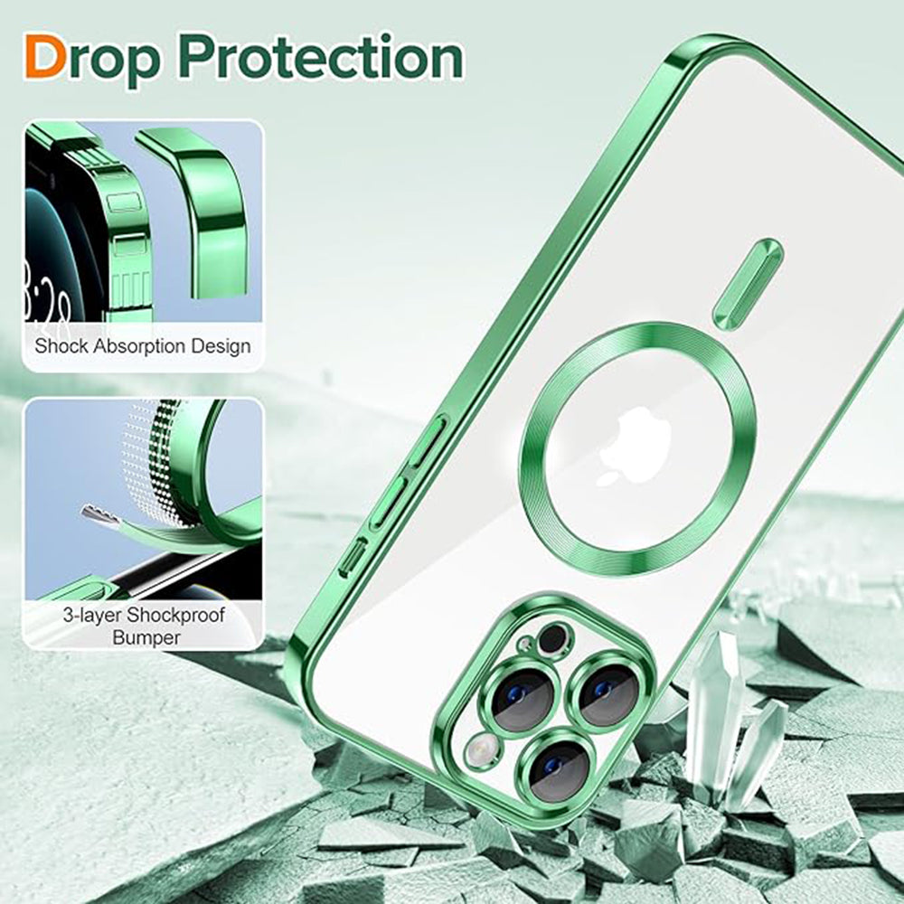 Калъф MagSafe за Apple iPhone 12 Pro Max, Techsuit, Luxury Crystal, Светлозелен
