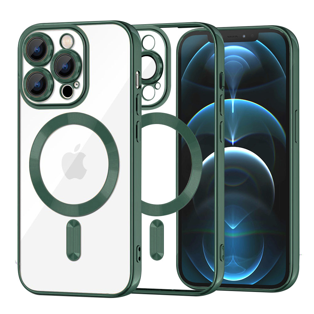 Калъф MagSafe за Apple iPhone 12 Pro Max, Techsuit, Luxury Crystal, Тъмнозелен