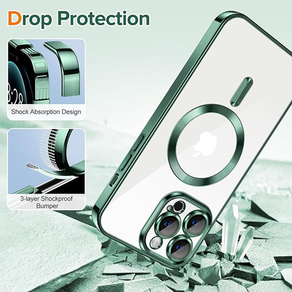 Калъф MagSafe за Apple iPhone 12 Pro Max, Techsuit, Luxury Crystal, Тъмнозелен