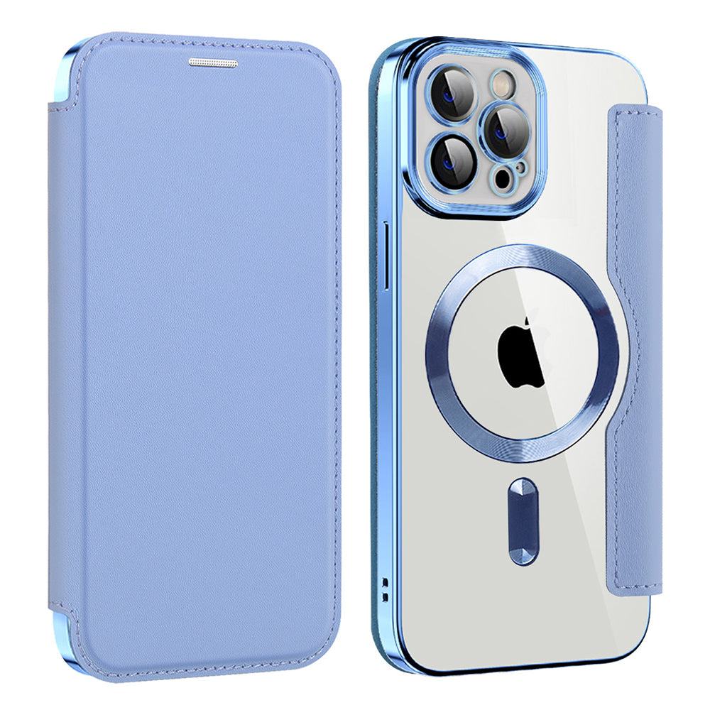 Калъф MagSafe за Apple iPhone 12 Pro Max, Techsuit, SmartMag Book, Син