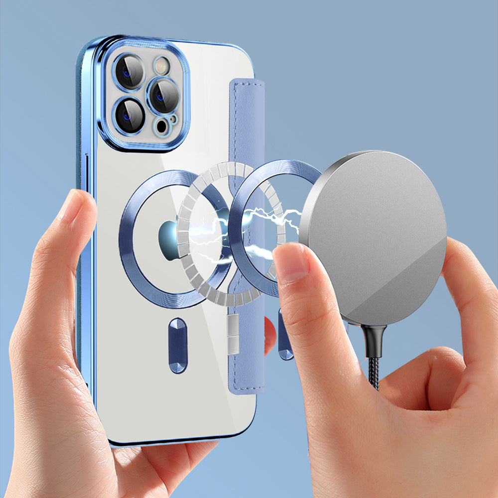 Калъф MagSafe за Apple iPhone 12 Pro Max, Techsuit, SmartMag Book, Син