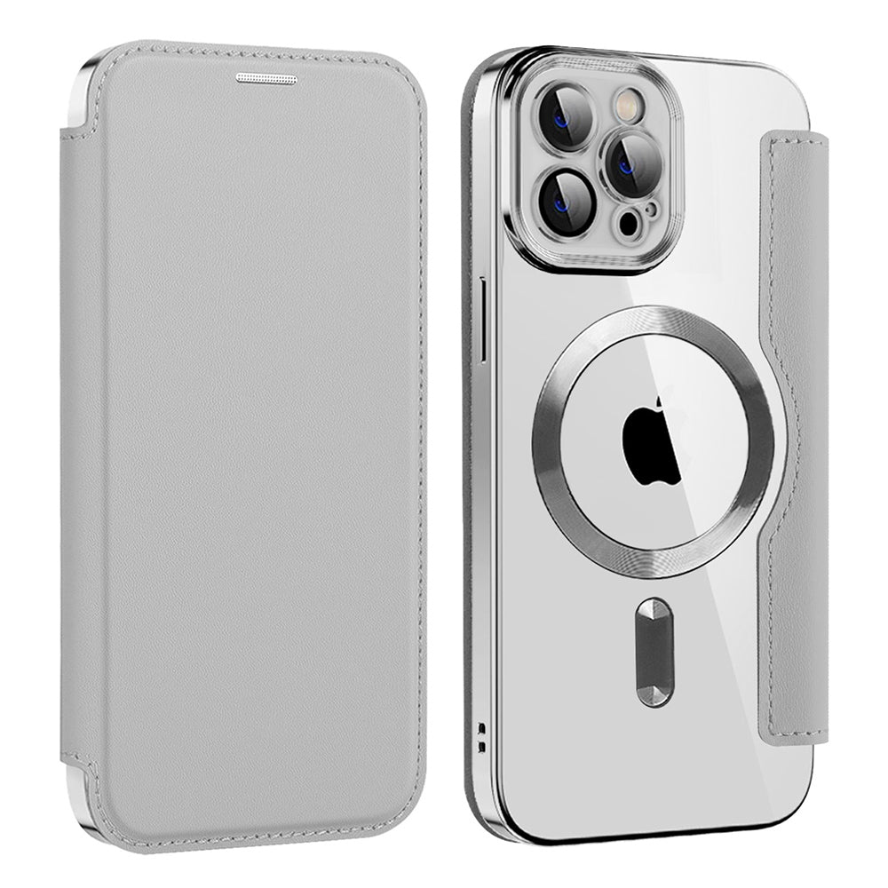 Калъф MagSafe за Apple iPhone 12 Pro Max, Techsuit, SmartMag Book, Сив