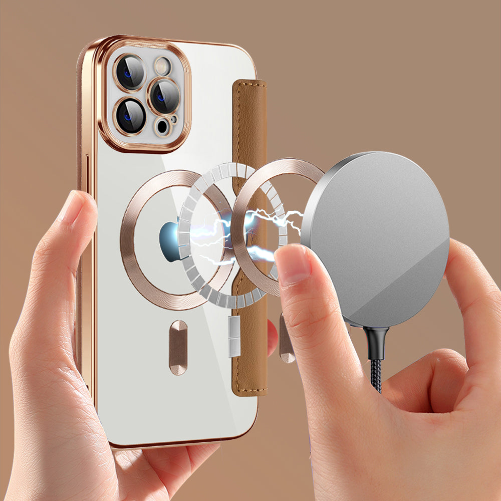 Калъф MagSafe за Apple iPhone 12 Pro Max, Techsuit, SmartMag Book, Кафяв
