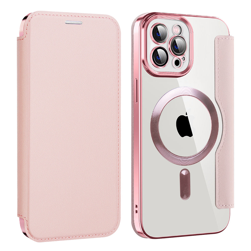 Калъф MagSafe за Apple iPhone 12 Pro Max, Techsuit, SmartMag Book, Розов