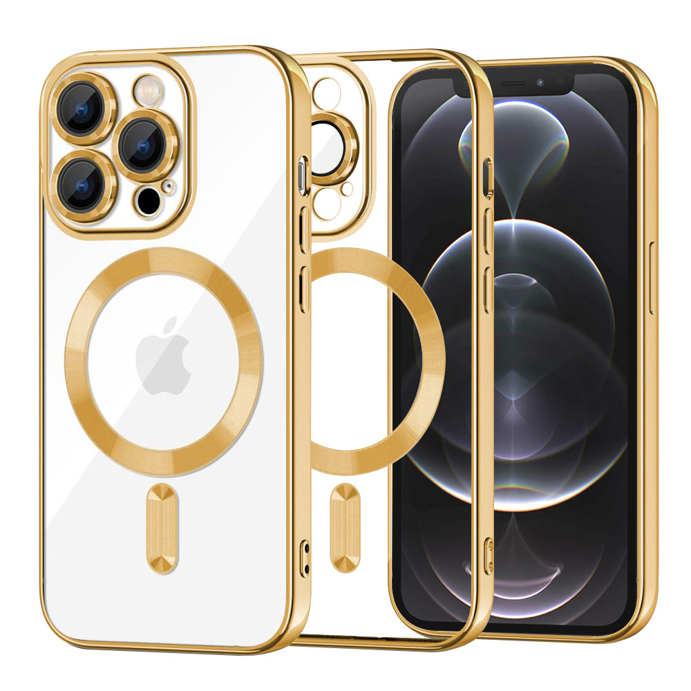 Калъф MagSafe за Apple iPhone 12 Pro, Techsuit, Luxury Crystal, Златист