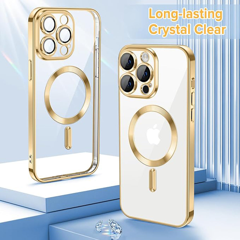 Калъф MagSafe за Apple iPhone 12 Pro, Techsuit, Luxury Crystal, Златист