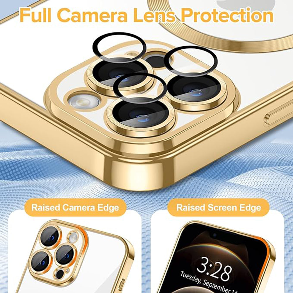 Калъф MagSafe за Apple iPhone 12 Pro, Techsuit, Luxury Crystal, Златист