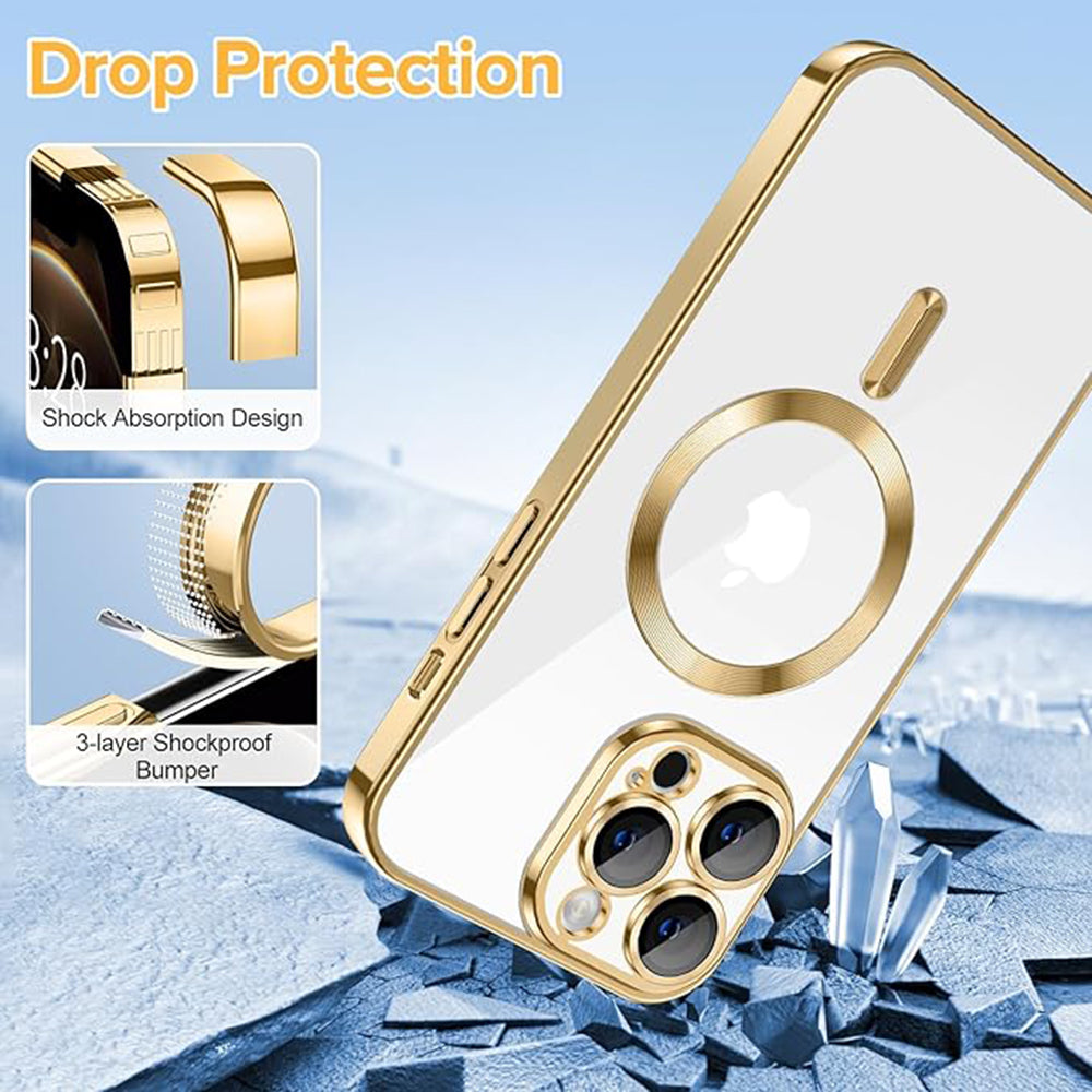 Калъф MagSafe за Apple iPhone 12 Pro, Techsuit, Luxury Crystal, Златист