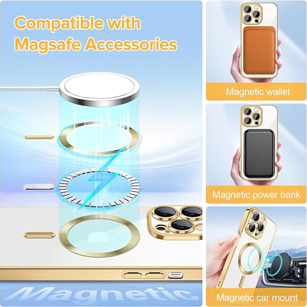 Калъф MagSafe за Apple iPhone 12 Pro, Techsuit, Luxury Crystal, Златист