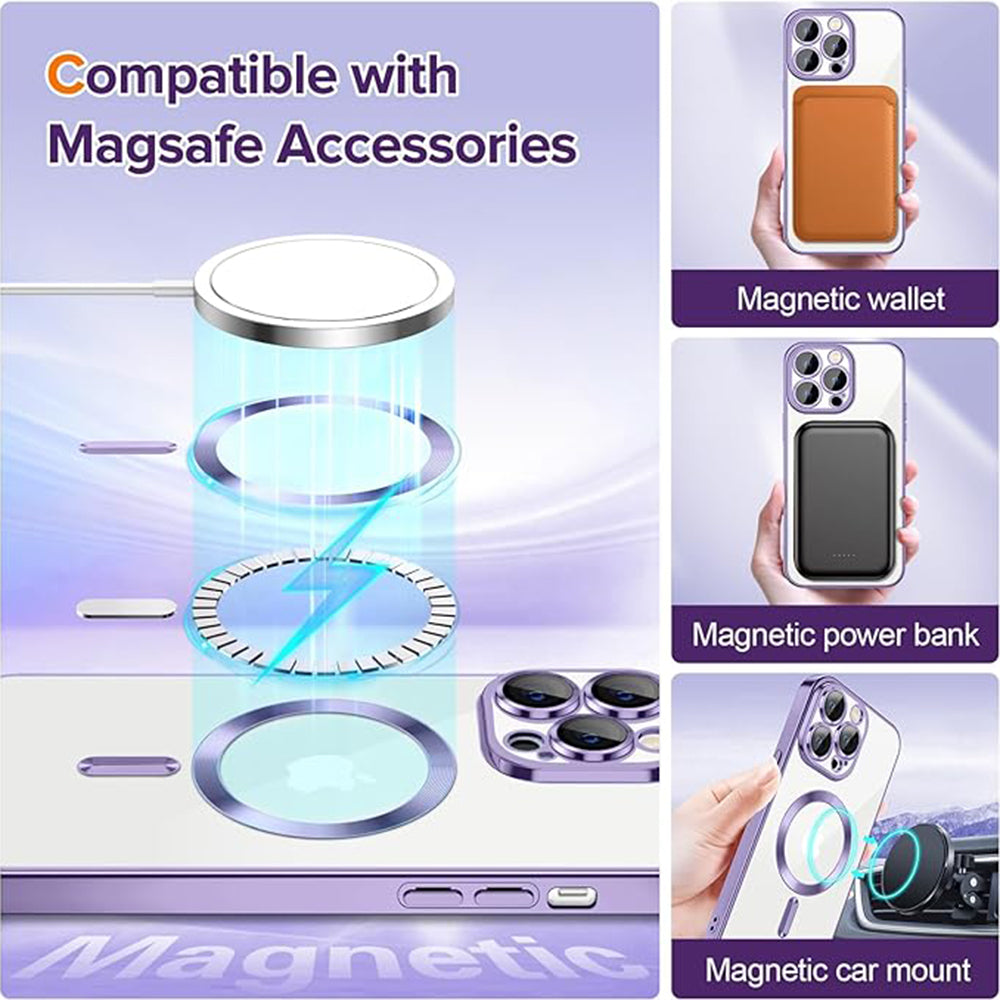 Калъф MagSafe за Apple iPhone 12 Pro, Techsuit, Luxury Crystal, Светло лилав