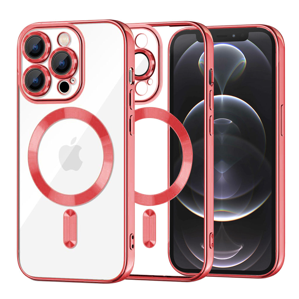 Калъф MagSafe за Apple iPhone 12 Pro, Techsuit, Luxury Crystal, Червен