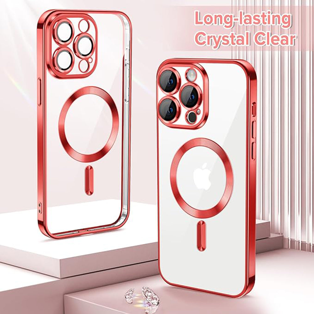 Калъф MagSafe за Apple iPhone 12 Pro, Techsuit, Luxury Crystal, Червен