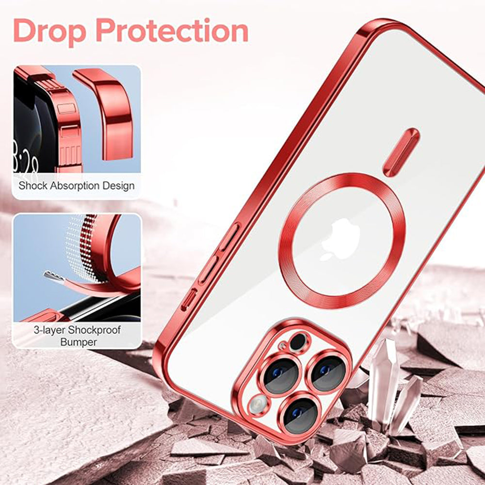 Калъф MagSafe за Apple iPhone 12 Pro, Techsuit, Luxury Crystal, Червен