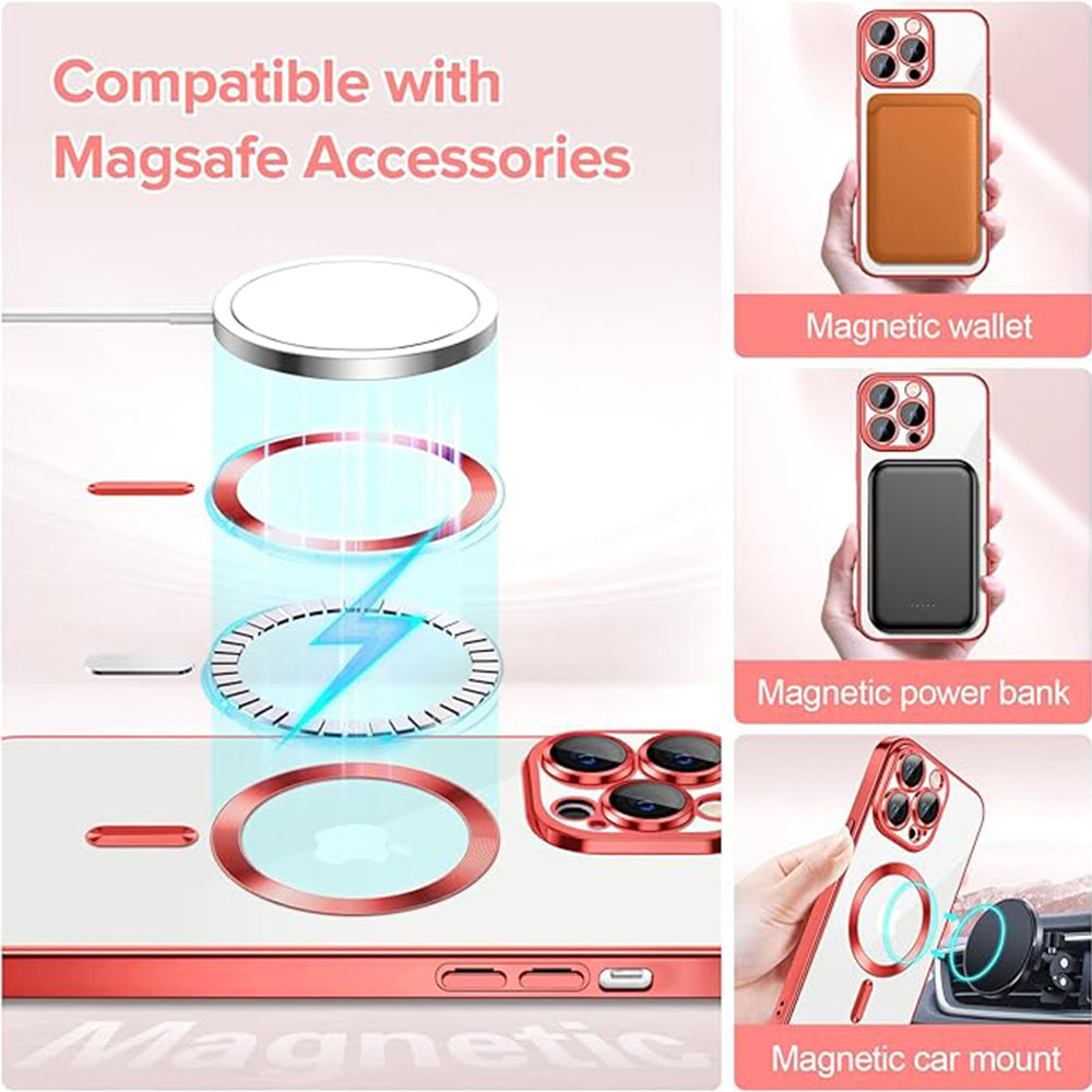 Калъф MagSafe за Apple iPhone 12 Pro, Techsuit, Luxury Crystal, Червен