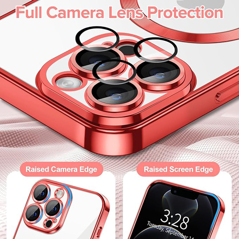 Калъф MagSafe за Apple iPhone 12 Pro, Techsuit, Luxury Crystal, Червен