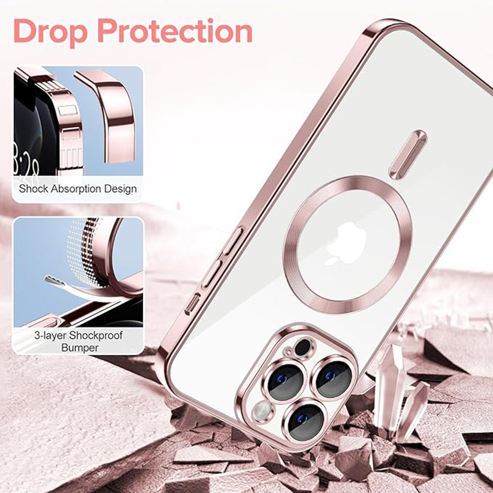 Калъф MagSafe за Apple iPhone 12 Pro, Techsuit, Luxury Crystal, Розов