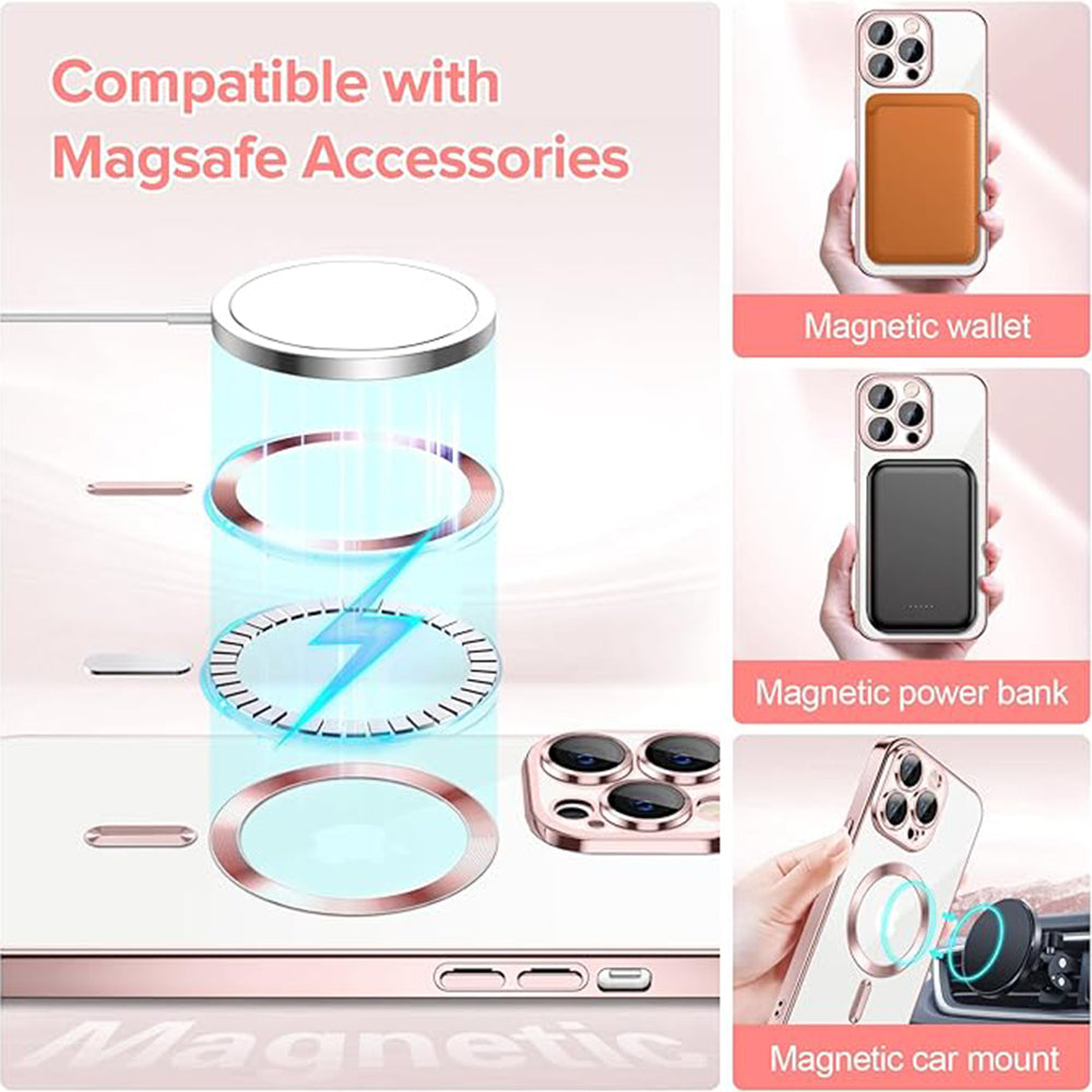 Калъф MagSafe за Apple iPhone 12 Pro, Techsuit, Luxury Crystal, Розов