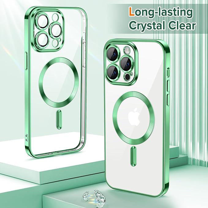 Калъф MagSafe за Apple iPhone 12 Pro, Techsuit, Luxury Crystal, Светлозелен