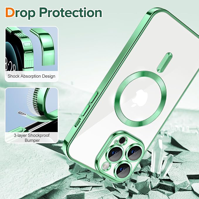 Калъф MagSafe за Apple iPhone 12 Pro, Techsuit, Luxury Crystal, Светлозелен