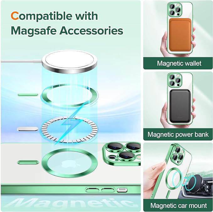 Калъф MagSafe за Apple iPhone 12 Pro, Techsuit, Luxury Crystal, Светлозелен