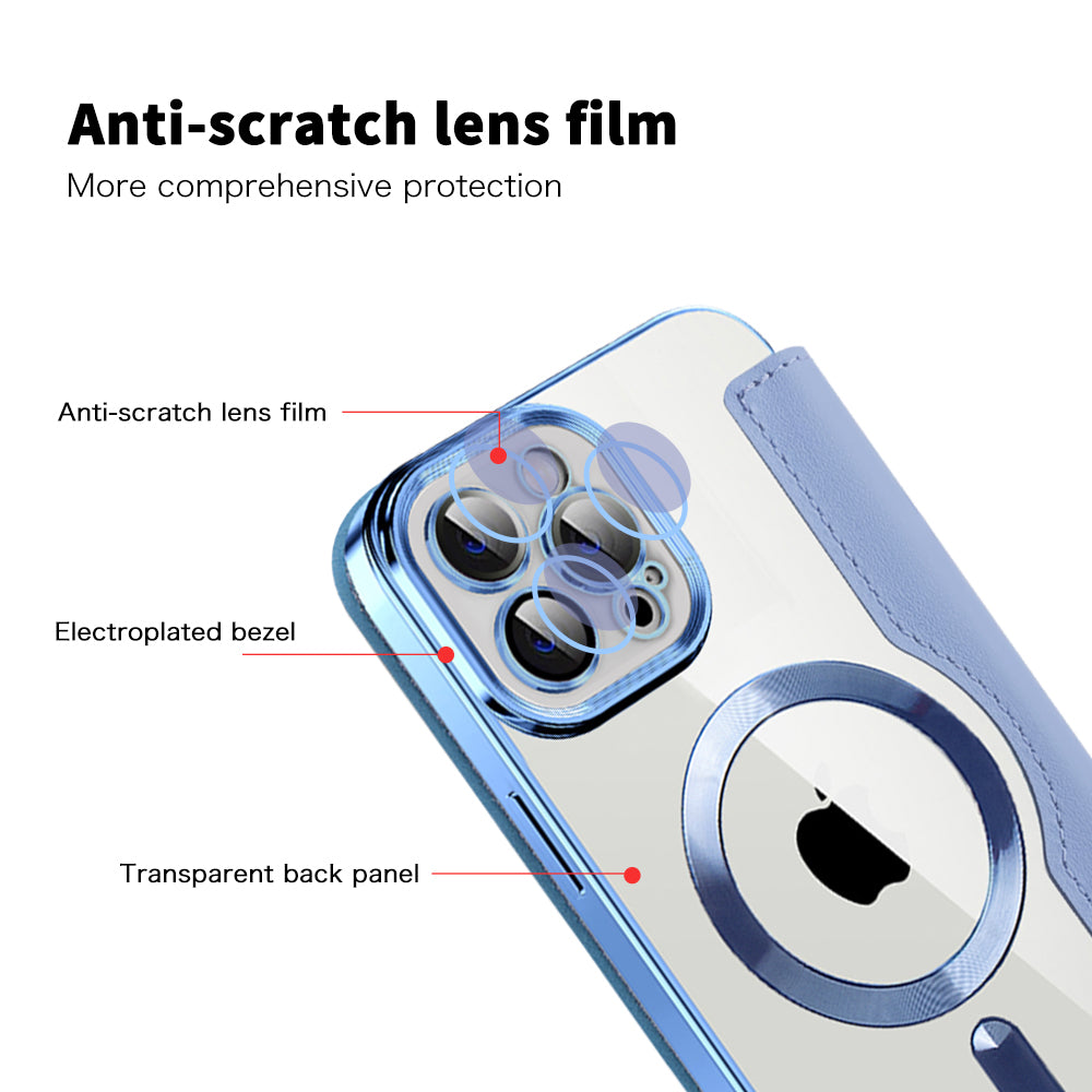 Калъф MagSafe за Apple iPhone 12 Pro, Techsuit, SmartMag Book, Син