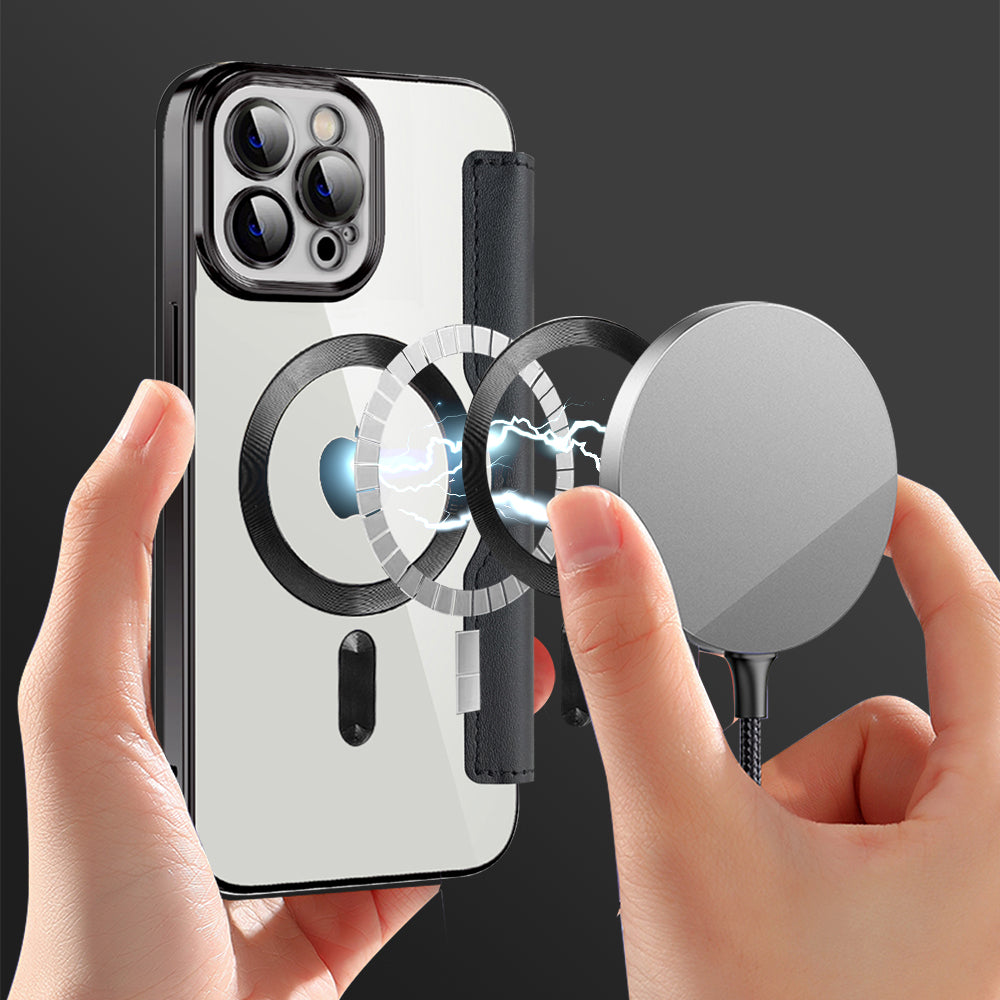 Калъф MagSafe за Apple iPhone 12 Pro, Techsuit, SmartMag Book, Черен