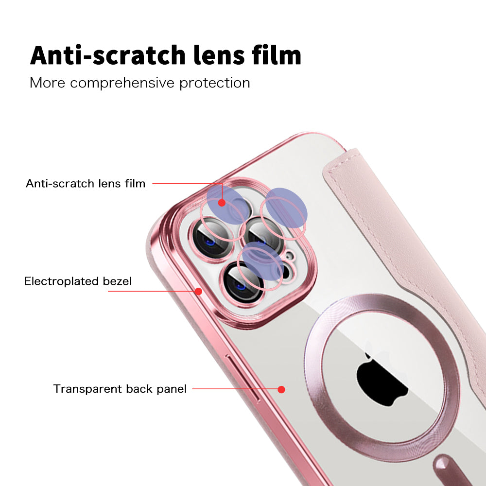 Калъф MagSafe за Apple iPhone 12 Pro, Techsuit, SmartMag Book, Розов