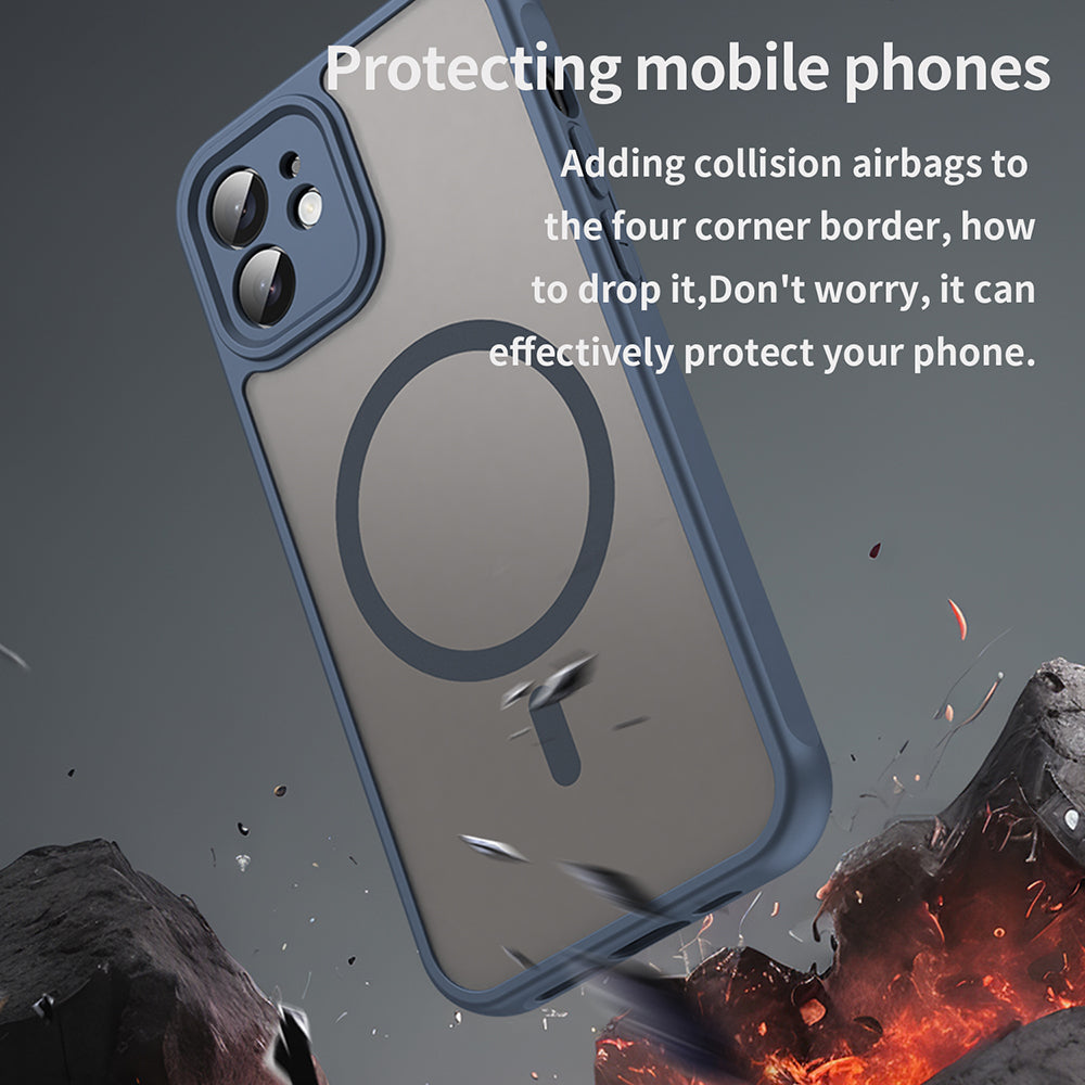 Калъф MagSafe за Apple iPhone 12, Techsuit, HaloFrost II, Тъмносин