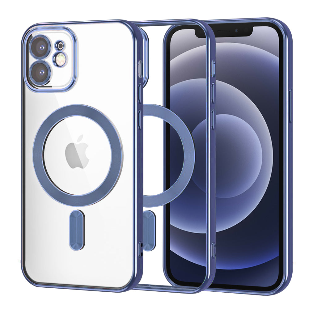 Калъф MagSafe за Apple iPhone 12, Techsuit, Luxury Crystal, Тъмносин