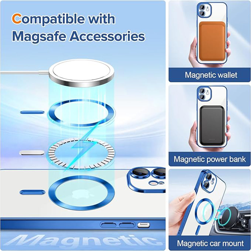 Калъф MagSafe за Apple iPhone 12, Techsuit, Luxury Crystal, Тъмносин