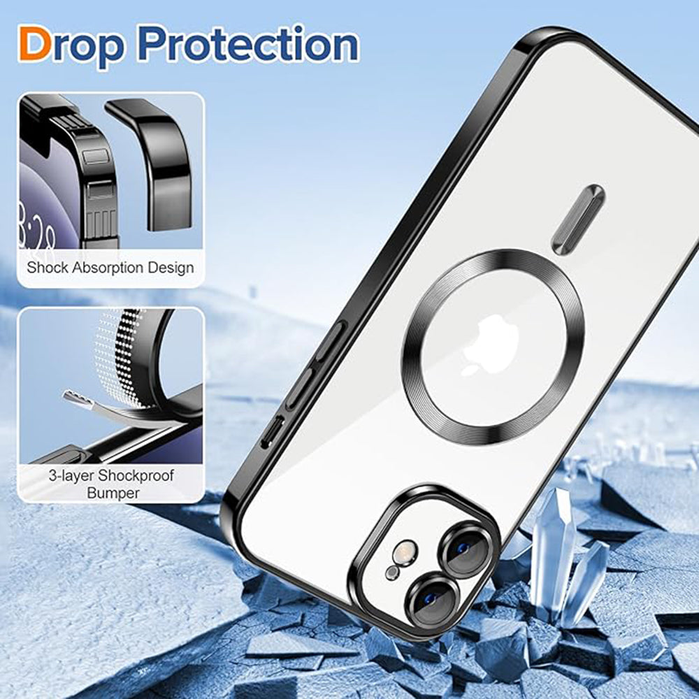 Калъф MagSafe за Apple iPhone 12, Techsuit, Luxury Crystal, Черен