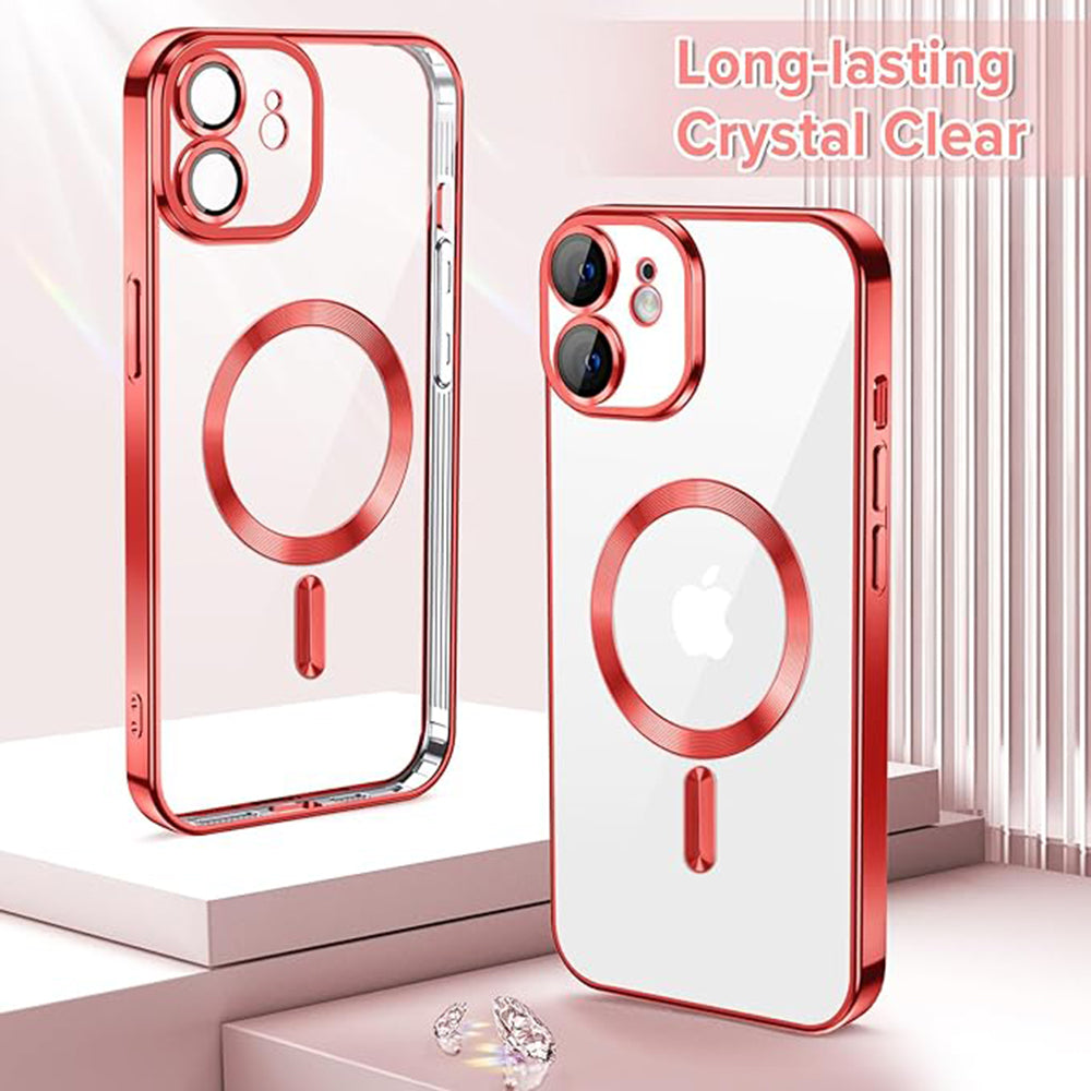 Калъф MagSafe за Apple iPhone 12, Techsuit, Luxury Crystal, Червен