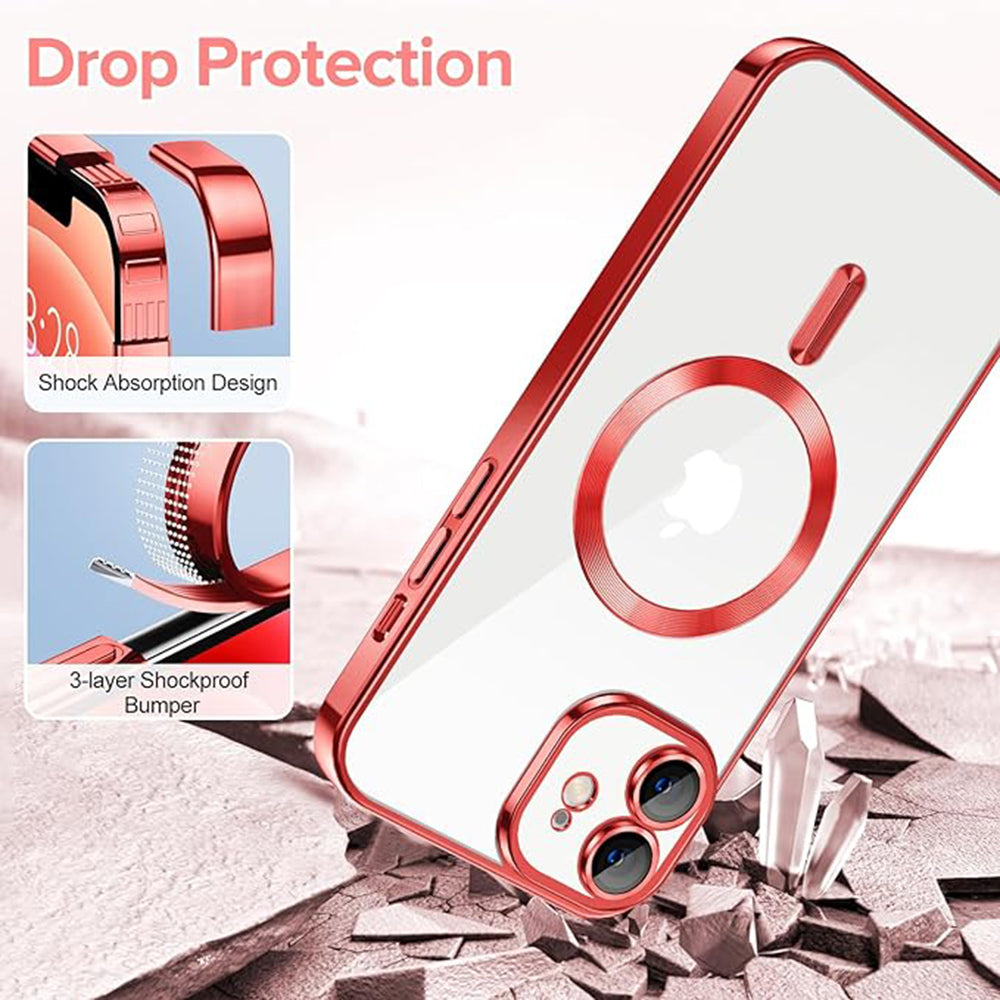 Калъф MagSafe за Apple iPhone 12, Techsuit, Luxury Crystal, Червен