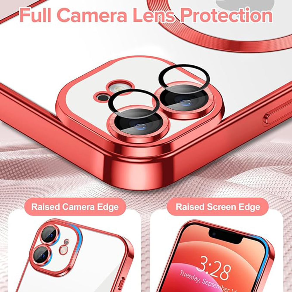 Калъф MagSafe за Apple iPhone 12, Techsuit, Luxury Crystal, Червен