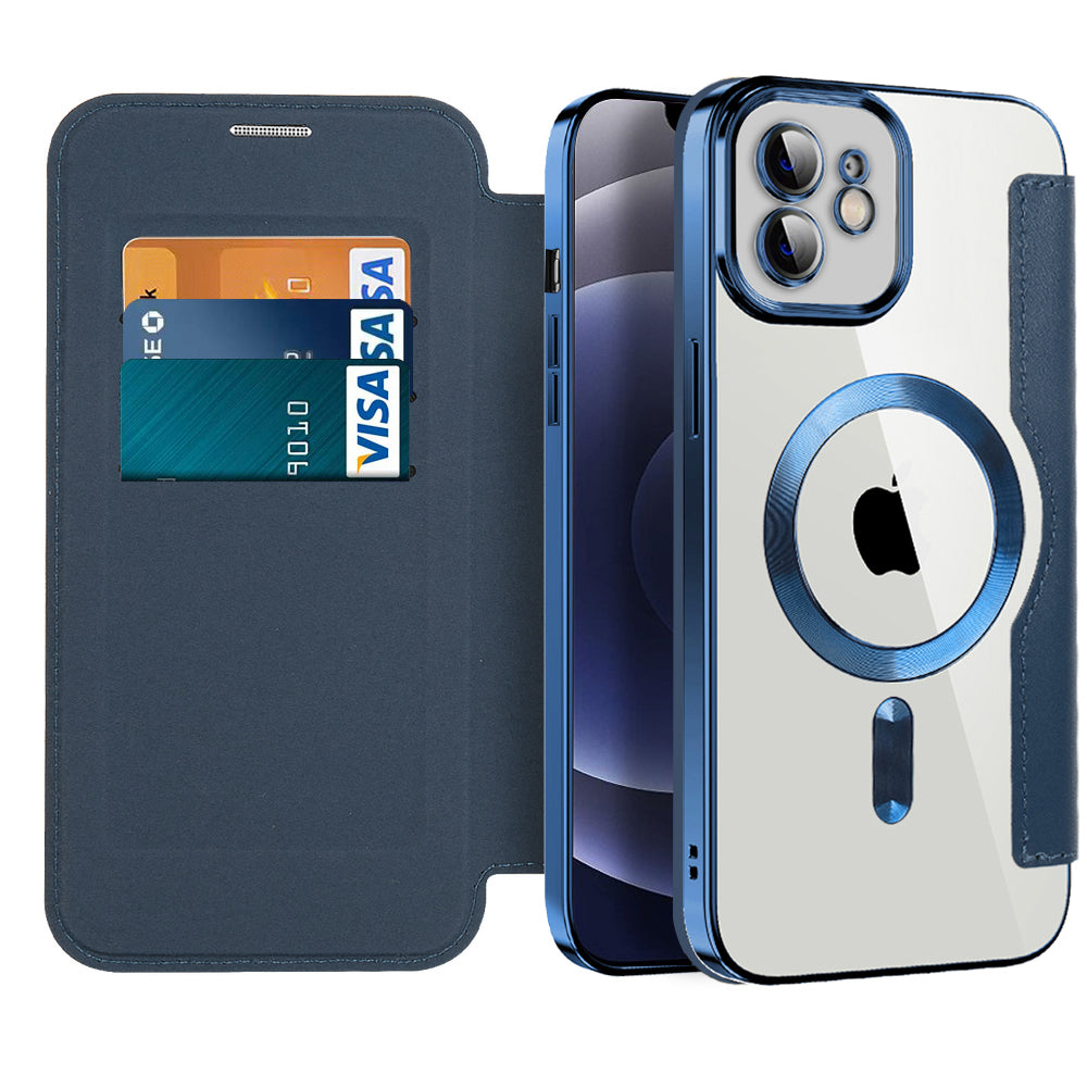 Калъф MagSafe за Apple iPhone 12, Techsuit, SmartMag Book, Син