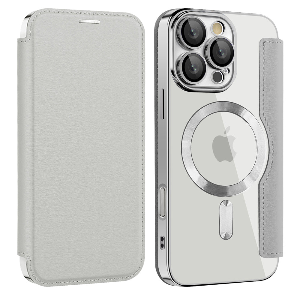 Калъф MagSafe за Apple iPhone 12, Techsuit, SmartMag Book, Сив