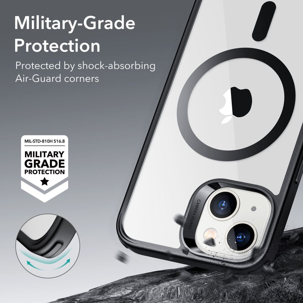 Калъф MagSafe за Apple iPhone 14 / 13, ESR, Classic Hybrid, Прозрачен черен