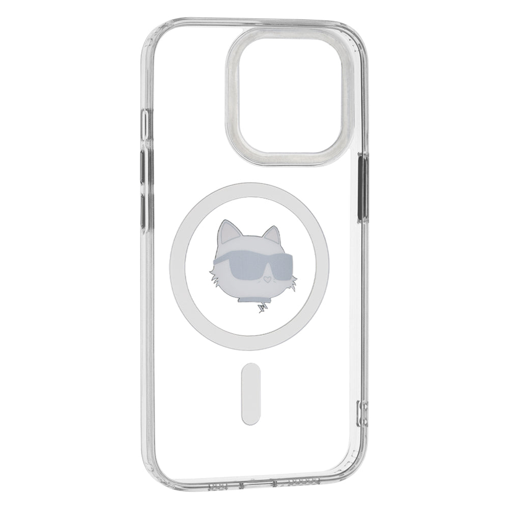 MagSafe Case for Apple iPhone 13 Pro, Karl Lagerfeld, IML Metal Choupette's Head, White