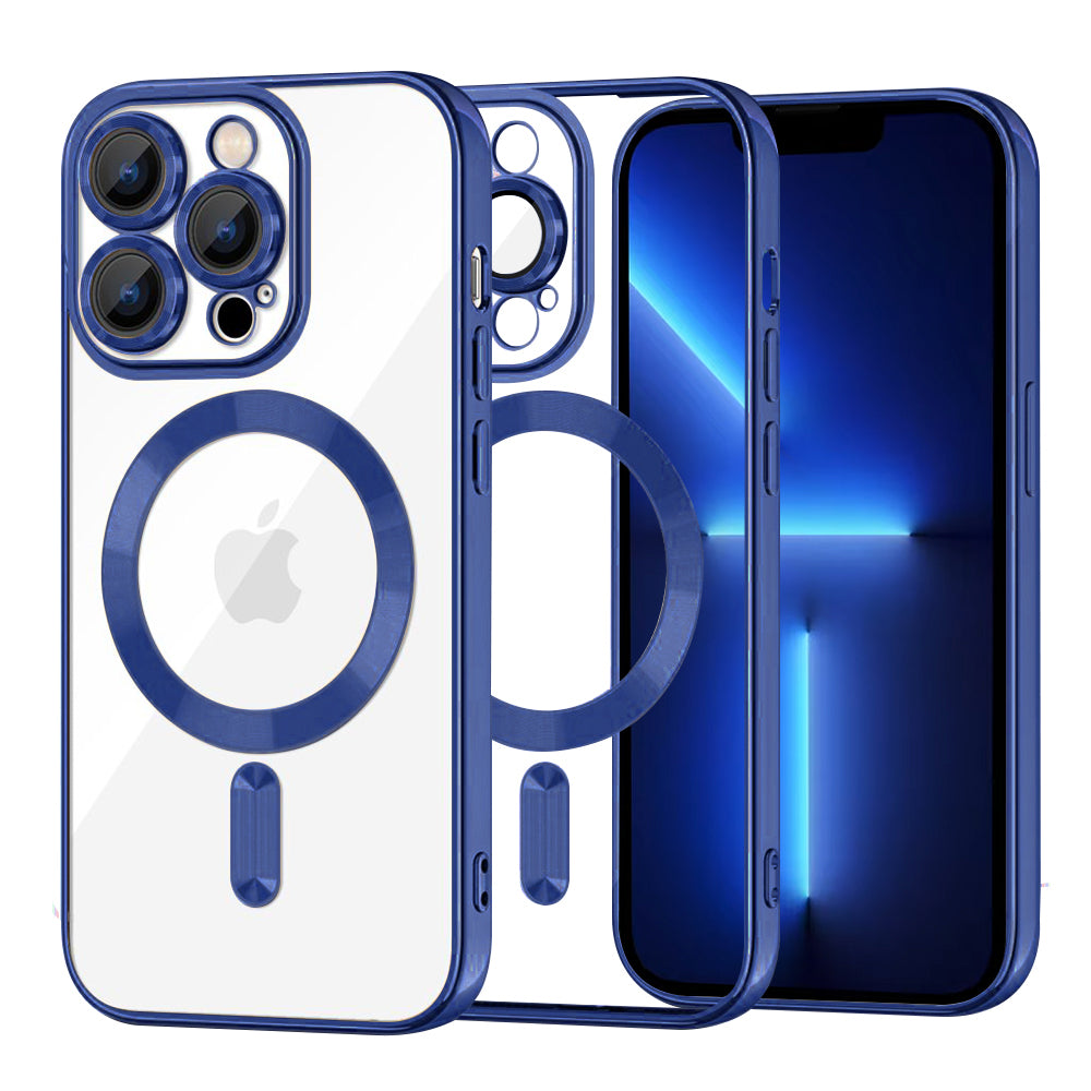 Калъф MagSafe за Apple iPhone 13 Pro Max, Techsuit, Luxury Crystal, Тъмносин