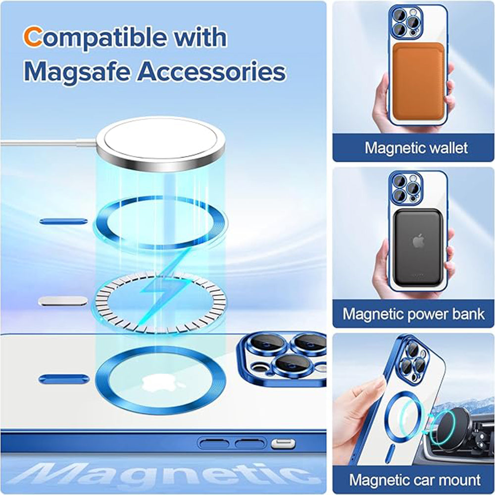 Калъф MagSafe за Apple iPhone 13 Pro Max, Techsuit, Luxury Crystal, Тъмносин