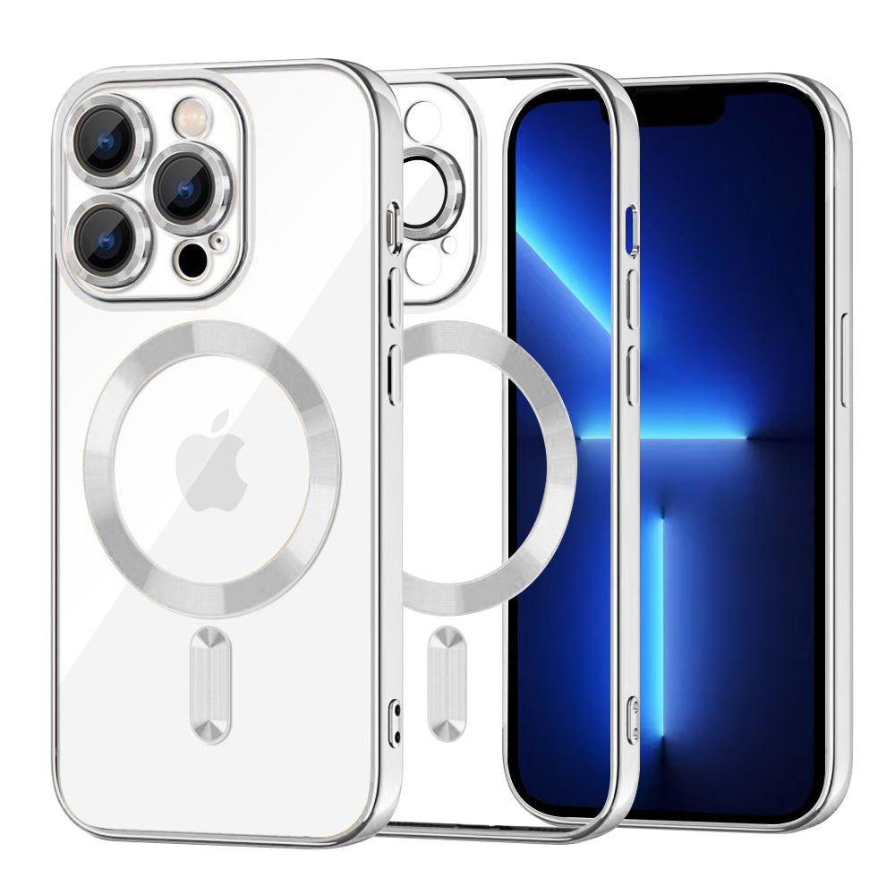 Калъф MagSafe за Apple iPhone 13 Pro Max, Techsuit, Luxury Crystal, Сребрист