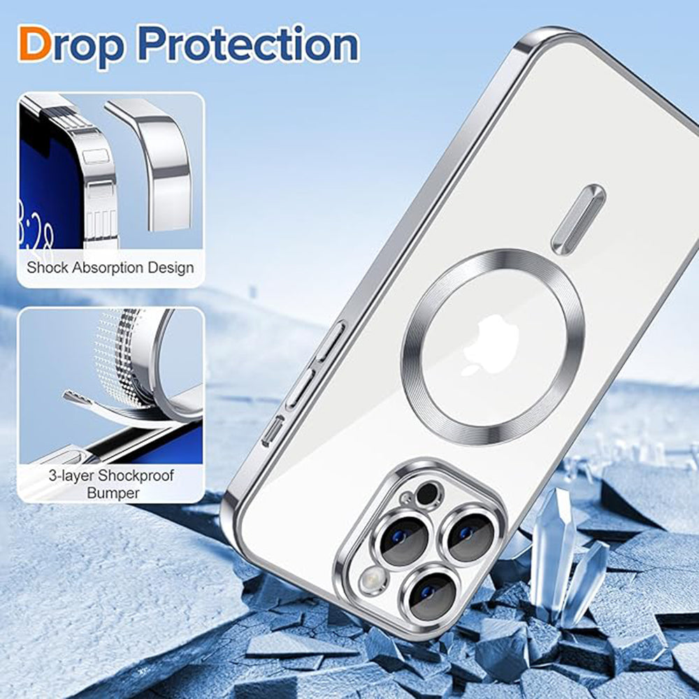 Калъф MagSafe за Apple iPhone 13 Pro Max, Techsuit, Luxury Crystal, Сребрист