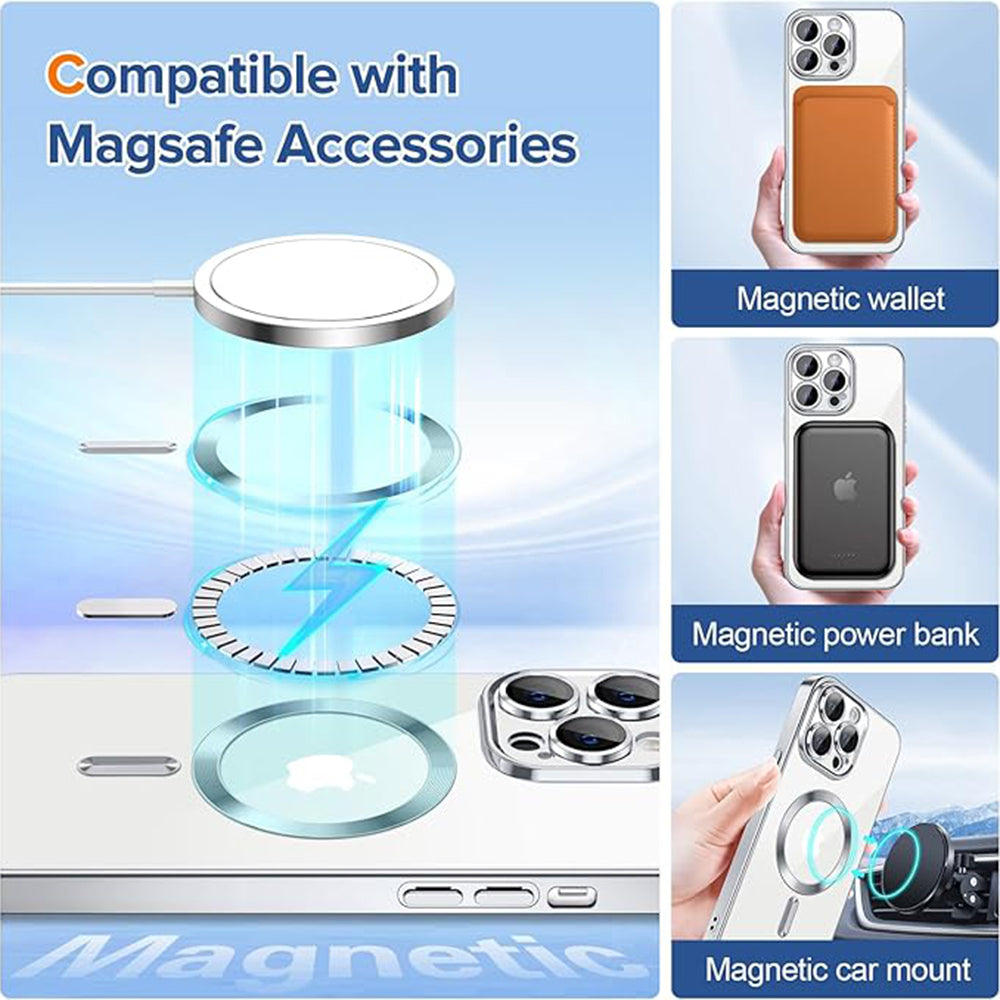 Калъф MagSafe за Apple iPhone 13 Pro Max, Techsuit, Luxury Crystal, Сребрист