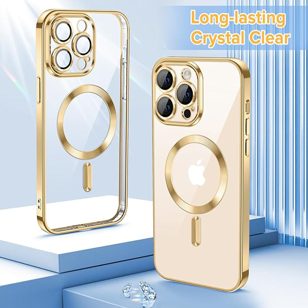 Калъф MagSafe за Apple iPhone 13 Pro Max, Techsuit, Luxury Crystal, Златист
