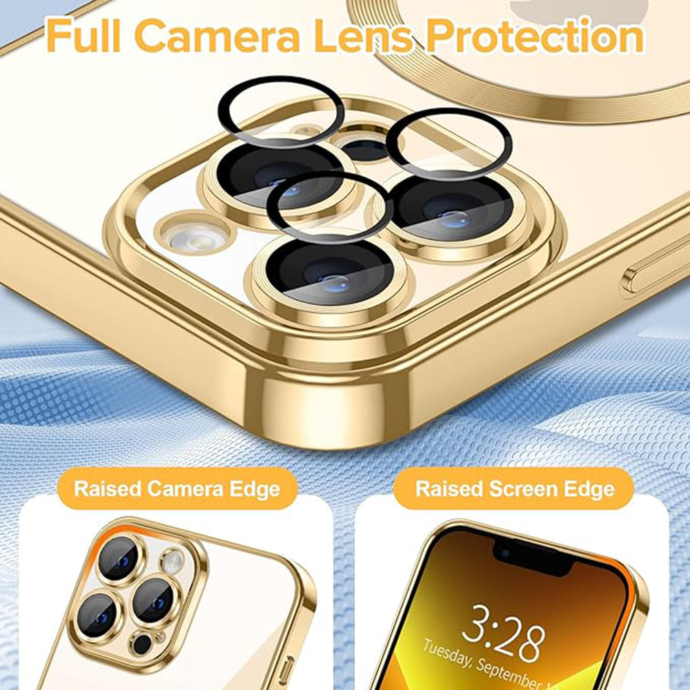 Калъф MagSafe за Apple iPhone 13 Pro Max, Techsuit, Luxury Crystal, Златист