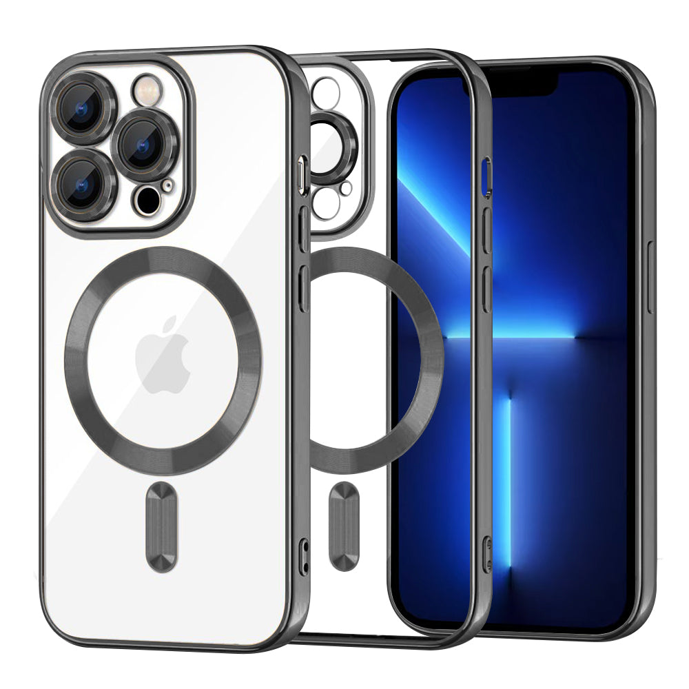Калъф MagSafe за Apple iPhone 13 Pro Max, Techsuit, Luxury Crystal, Черен