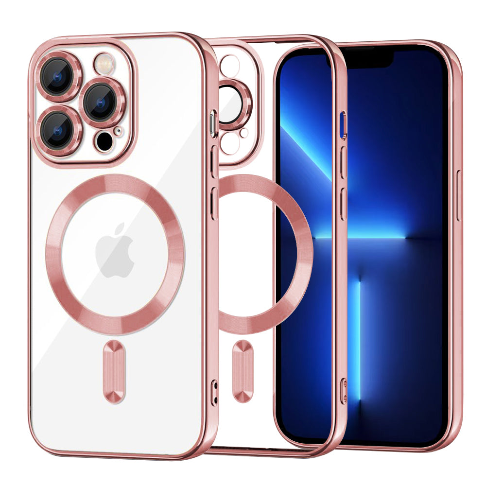Калъф MagSafe за Apple iPhone 13 Pro Max, Techsuit, Luxury Crystal, Розов