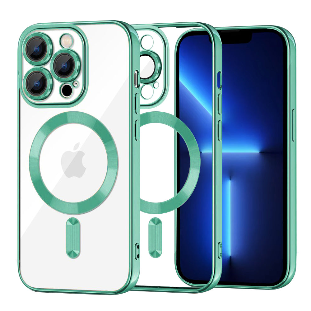 Калъф MagSafe за Apple iPhone 13 Pro Max, Techsuit, Luxury Crystal, Светлозелен